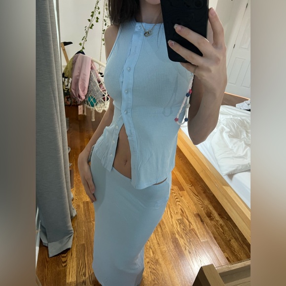 Ribbed button up skirt set - Picture 2 of 2